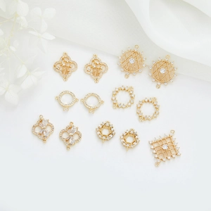 14K Verguld Messing Zirkoon DIY Sieradenverbindingen Strik Hol Klaver Rond Charms Voor Ketting Armband Maken