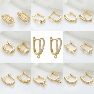Accessoires de Boucles d'Oreilles en Laiton Plaqué Or 14K avec Zircon Dormeuses pour Création Bijoux DIY Femmes