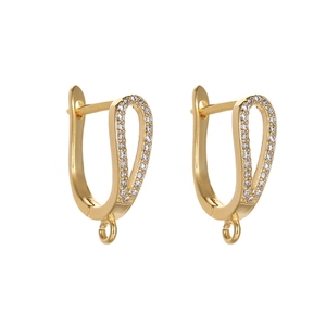Crochets d'oreilles en U dorés avec zircon et boucle pour création de bijoux DIY