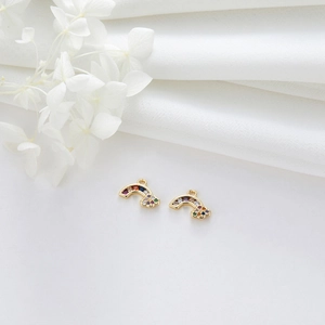 Rainbow zircon charms with gold plating and multicolor stones for DIY necklaces