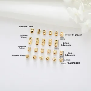Detailed set of gold-plated copper beads including cylindrical and faceted DIY styles