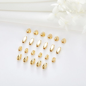 14K Gold Plated Pure Copper Spacer Beads Geometric Metal Loose Beads For DIY Jewelry Making Bracelet Necklace Handcrafted Materials