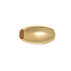Polished gold plated oval copper bead with precision drilling for DIY jewelry making