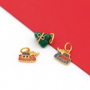 Chinese Stijl Drakenbootfestival Zongzi Drakenboot Charms DIY Sieraden Maken 14K Vergulde Messing Emaille Hangers