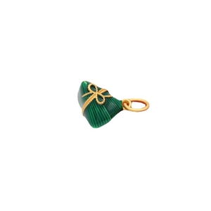 Traditionele Drakenbootfestival Zongzi hanger met groen email en vergulde afwerking