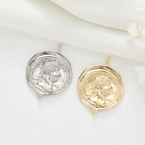 Pendentifs pièces rétro or et argent avec portrait romain pour création de bijoux