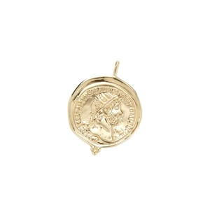 Pendentif pièce dorée avec profil romain gaufré pour colliers DIY au style hip-hop