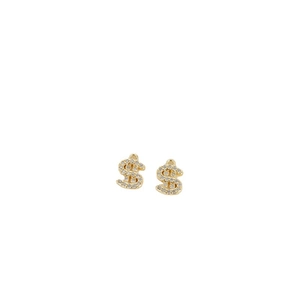 14k gold plated dollar sign pendant with micro inlaid zircons for DIY jewelry making