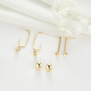 Accessori per Orecchini Fai-da-te Rame Perno in Argento Sterling 925 Geometrico Forma a U Placcato Oro Gioielli Semilavorati