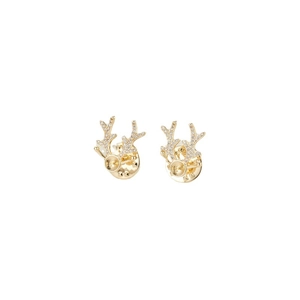 Accessoires de broche en bois de renne doré avec micro-zirconiums en vue symétrique