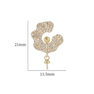 Gouden 21x13,5mm gegolfde hanger met micro-zirkonia voor DIY parelsieraden ontwerpen
