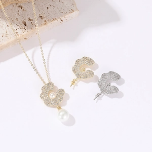 Zirconia Pavé Bloemblad Hanger Houder 14K Verguld Koper Voor DIY Kunstparelketting Sieraden Maken Accessoire Voor Vrouwen