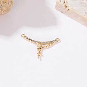 14k gold plated star zircon pendant connector with pin for jewelry making