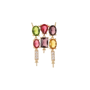 14k gold plated laurel flower pendant with multicolor zircon star stones and vintage finish
