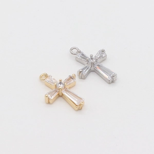 Zircon cross pendants in gold and silver finish for DIY necklace jewelry making