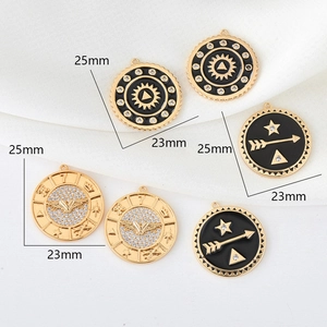 14K gold plated celestial enamel pendants with sun and star motifs for DIY necklaces