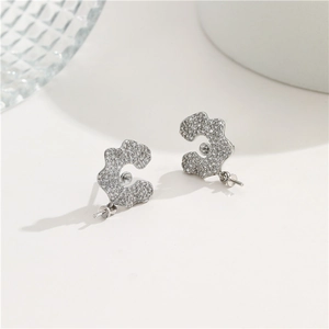 S925 sterling silver flower earrings with white zircon pave setting and pearl mounts