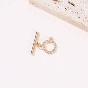 Fermoir à bascule OT plaqué or avec zircons cubiques pour création de bijoux