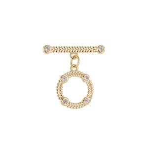 Fermoir OT doré avec texture d'épi de blé et zircone pour colliers de perles