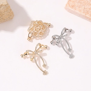 Connecteur de Bijoux Noeud en Cuivre avec Zirconia Micro-Incrusté Simple Fleur Fermoir pour Collier de Perles DIY Accessoire