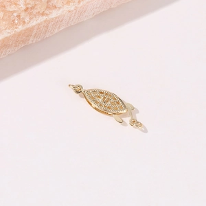 Exquisiter 14K Gold-Filigran-Schleifenverschluss für Halsketten mit feiner Durchbrucharbeit