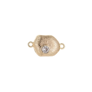 Chiusura magnetica in oro 14K irregolare con texture spazzolata e zircone centrale