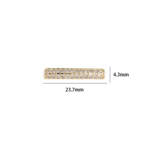 Barretta distanziatrice dorata 14K con zirconi per bracciali fai da te, lunghezza 23,7 mm