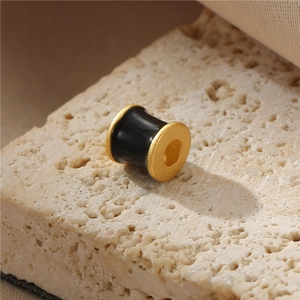 14K vergulde emaille kraal voor DIY-sieraden, zwart-gouden tussenkraal voor armbanden maken