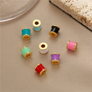 14K Vergulde Koperen Emaille Cilindrische Kralen Voor DIY Sieraden Maken Kettingen Armbanden Gekleurde Tussenkralen Handwerk Accessoires