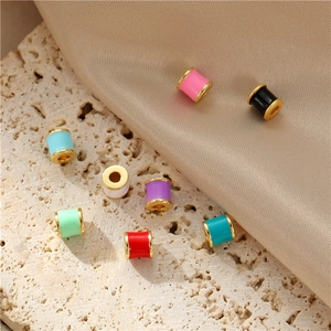 14K vergulde kleurrijke emaille cilinder kralen voor DIY sieraden maken en armbanden