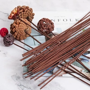 Handmade DIY Artificial Flower Stems Plastic Wrapped Iron Wire Floral Branches For Rose Pinecone Coffee Brown Bouquet Making Accessory