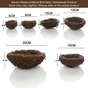 Handmade wicker bird nest set in various sizes for Easter decor and photo props