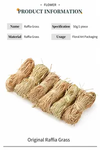 50g pack of natural raffia grass for floral gift box packaging and decoration