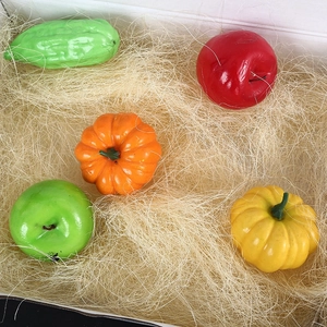Artificial fruit and vegetable gift set with raffia filler in a white display box
