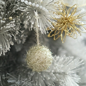 Glitter Tinsel Christmas Ball Ornaments Plastic Wire Hanging Xmas Tree Decoration For Holiday Party Home DIY