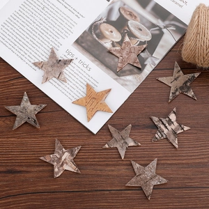 Natural birch bark star-shaped Christmas tree ornaments set of 8 for rustic decor