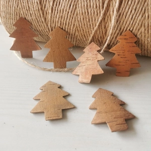 Natural birch bark Christmas tree cutouts for rustic DIY crafts and holiday decor
