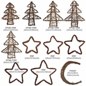 Comparaison détaillée des tailles de décorations de Noël en rotin naturel, étoiles et lunes