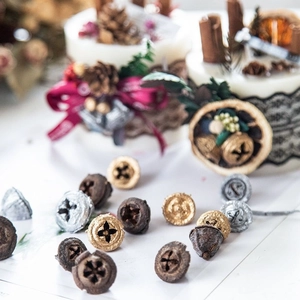 Natural Dried Eucalyptus Bell Cups Cross Nuts For Christmas DIY Wreath Decor Gold Silver Red Preserved Fruit Shells Photo Props