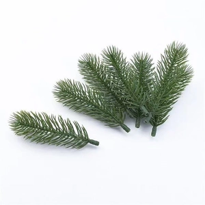 Set of 6 realistic dark green artificial pine needles for Christmas DIY decorations