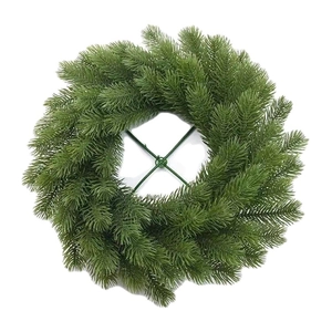 Artificial pine needle Christmas wreath with a sturdy green iron wire cross frame