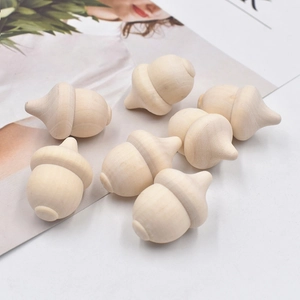 Handcrafted natural wood acorn set for DIY crafts and rustic Christmas home decoration
