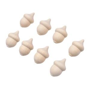 Set of 8 smooth unfinished natural wooden acorns for DIY crafts and home decoration