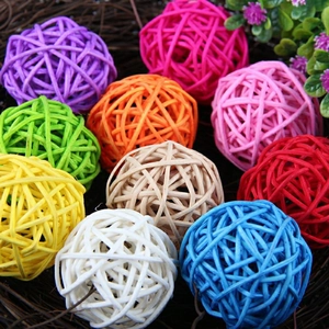 Handcrafted 5cm natural rattan balls in multiple vibrant colors for home and pet decor