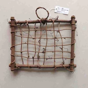 Handmade woven wood frame for air plant display with natural rattan for home wall decor