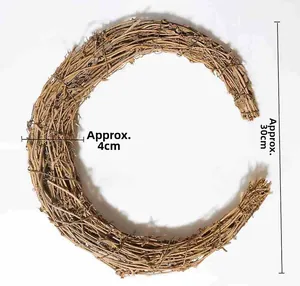 Moon-shaped natural vine wreath base 30cm for DIY Christmas floral wall decorations