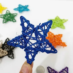 Handwoven 6cm colorful rattan stars for Christmas party decor and DIY crafts