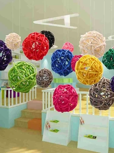 Colorful 4cm woven rattan balls for Christmas party decoration and pet play