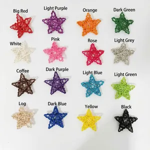 6cm colorful handmade rattan stars for Christmas party decor and classroom ornaments