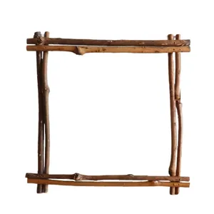 Natural Rattan Woven Geometric Frame Heart Square House Star Shape Air Plant Holder Rustic DIY Wall Hanging Decoration